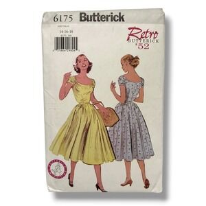 Butterick 6175 Retro 52 Sewing Pattern Misses Dress 1950s Style 14-18 Uncut